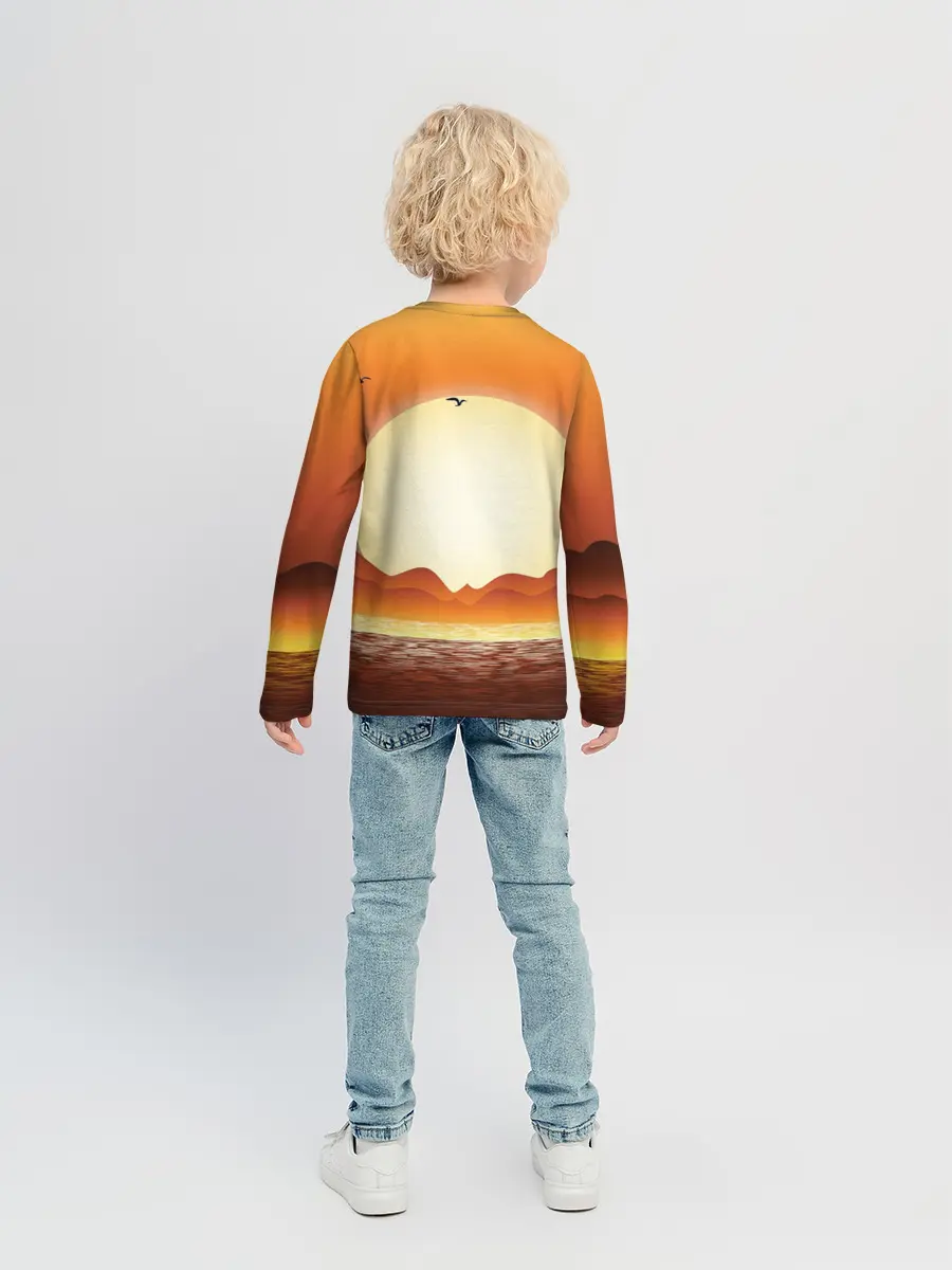 Детский лонгслив / Кораблик на закате