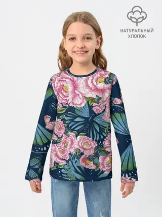 Детский лонгслив / Пионы