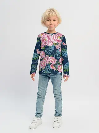 Детский лонгслив / Пионы