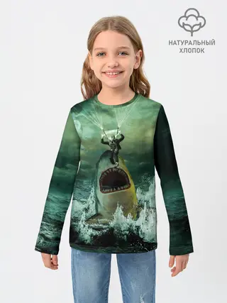 Детский лонгслив / Shark Attack | Акула атакует