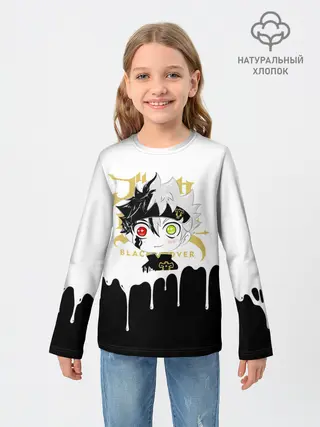 Детский лонгслив / Черный Аста белая краска