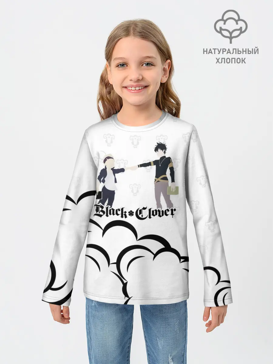 Детский лонгслив / Чёрный клевер Аста и Юно