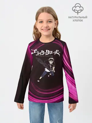 Детский лонгслив / Чёрный клевер Аста с мечом