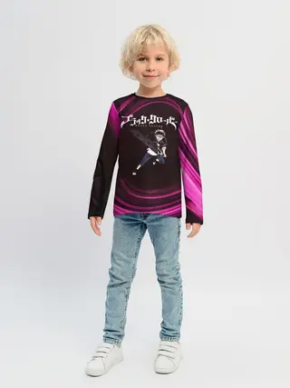 Детский лонгслив / Чёрный клевер Аста с мечом