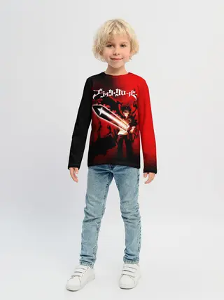 Детский лонгслив / Чёрный Аста красный туман