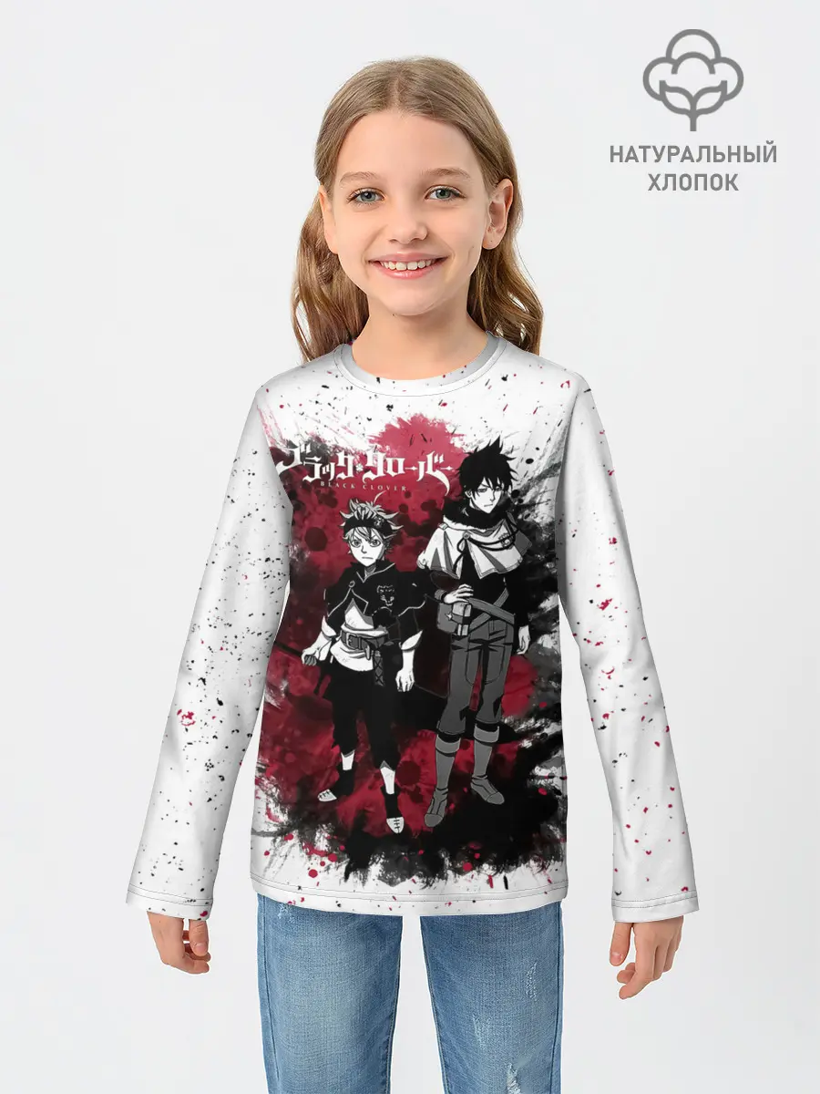 Детский лонгслив / Чёрный клевер Аста и Юно
