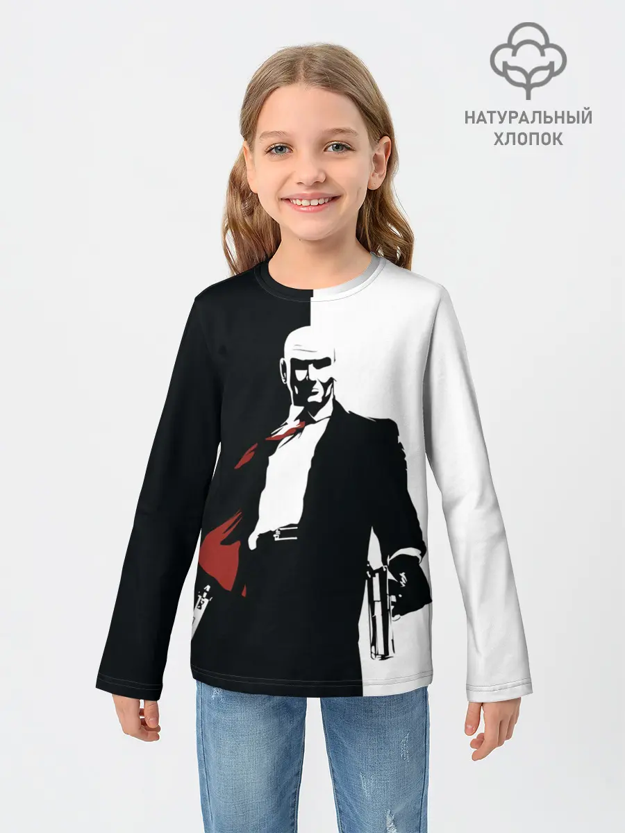 Детский лонгслив / Hitman BW