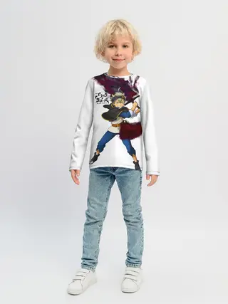 Детский лонгслив / Чёрный клевер Аста красный меч