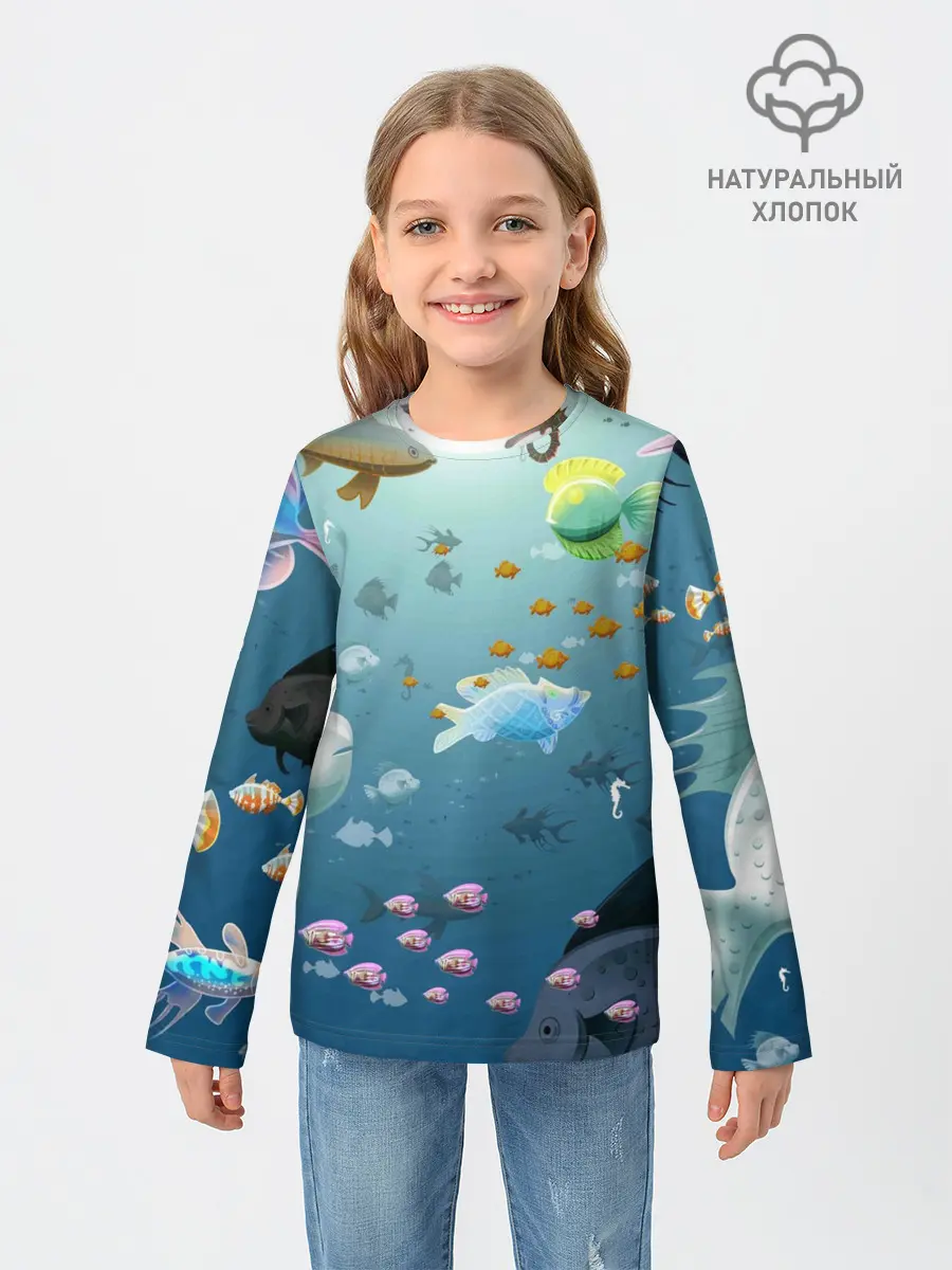 Детский лонгслив / Мультяшные рыбки | Пляжная