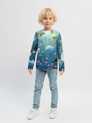 Детский лонгслив / Мультяшные рыбки | Пляжная