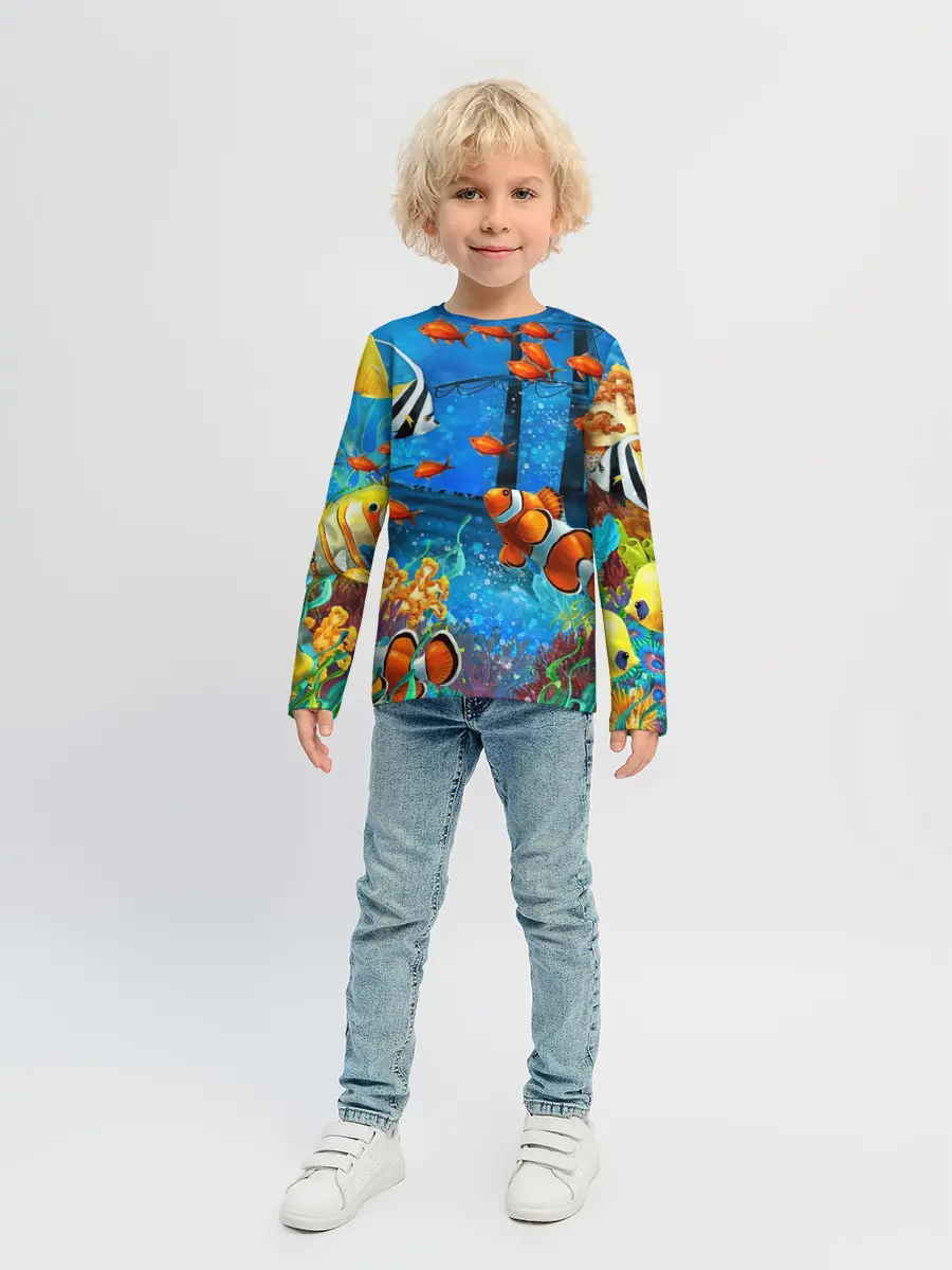 Детский лонгслив / На глубине | Рыбки | Пляжная