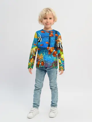 Детский лонгслив / На глубине | Рыбки | Пляжная
