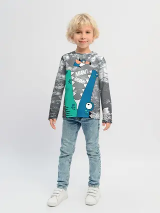 Детский лонгслив / Крокодил и птичка Miam