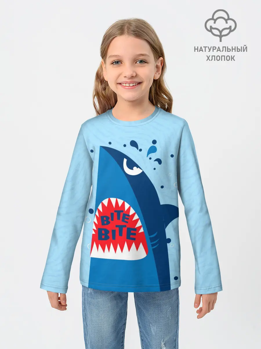 Детский лонгслив / Акула bite