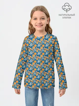 Детский лонгслив / АПЕЛЬСИННЫЙ ПАТТЕРН | ФРУКТЫ