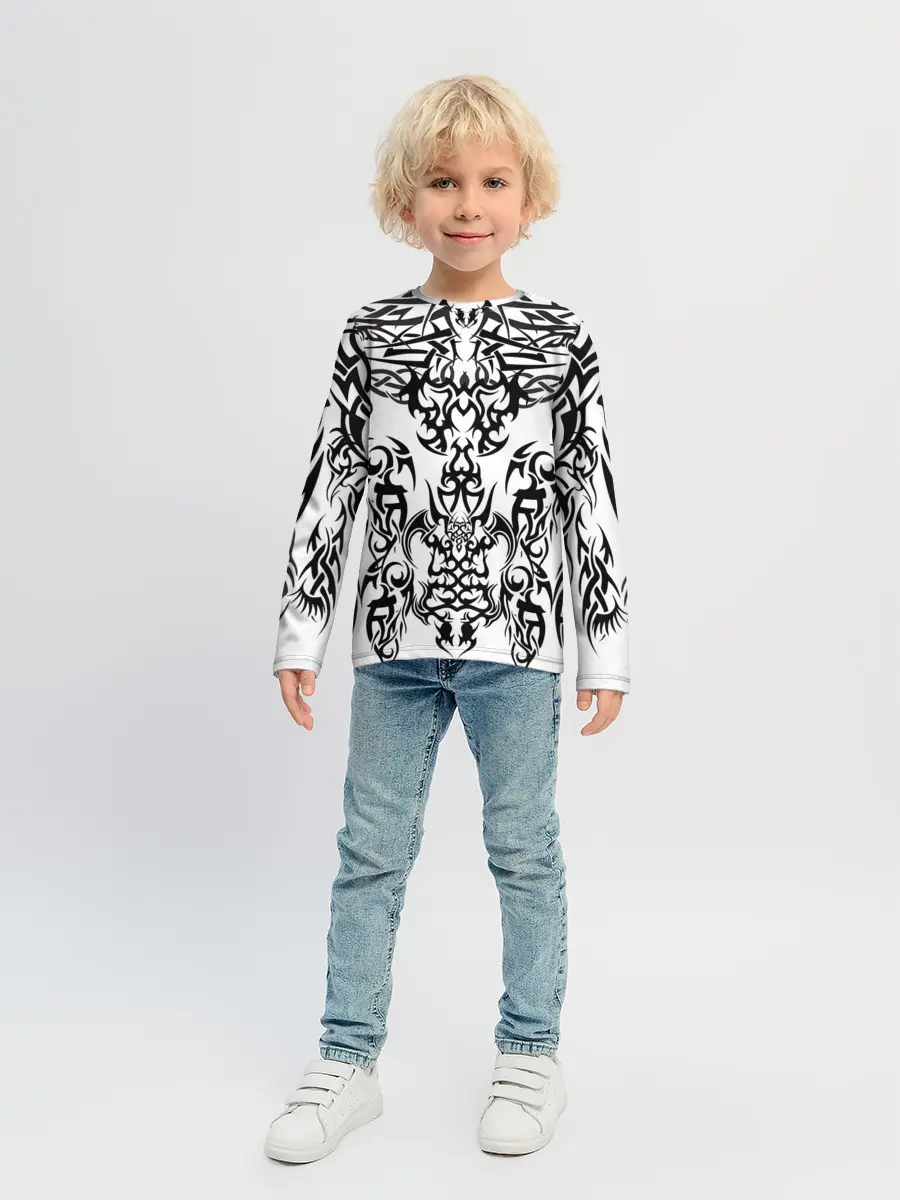 Детский лонгслив / ТАТУ ЧЕРНО БЕЛОЕ УЗОР