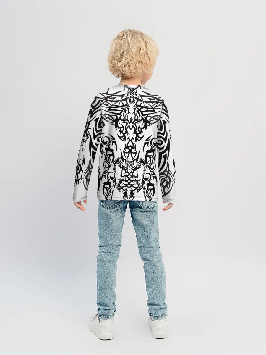 Детский лонгслив / ТАТУ ЧЕРНО БЕЛОЕ УЗОР