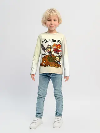 Детский лонгслив / Аста на кабане Чёрный клевер