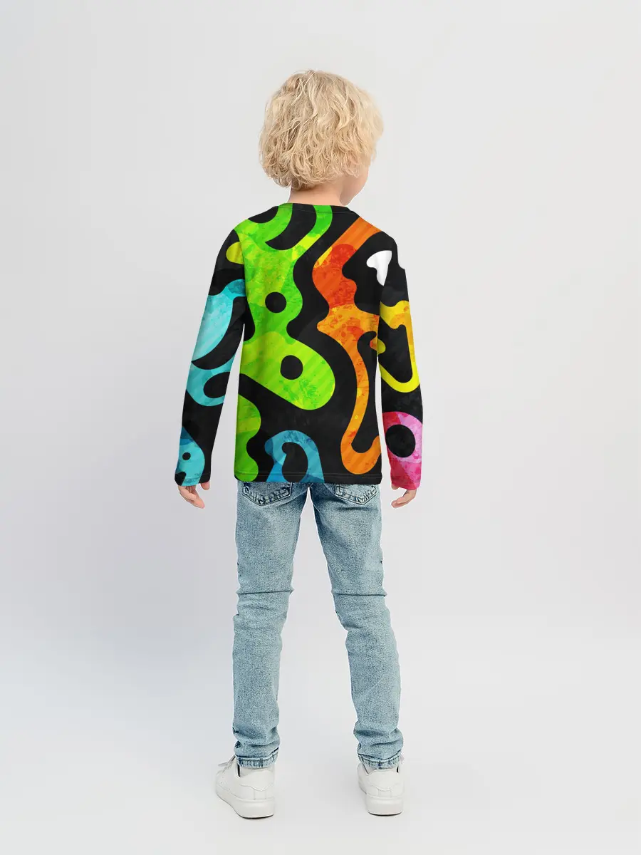 Детский лонгслив / Разноцветные Кляксы Фигуры
