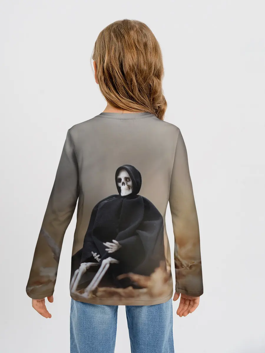 Детский лонгслив / Сидячий Скелет