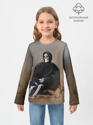 Детский лонгслив / Сидячий Скелет