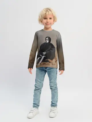 Детский лонгслив / Сидячий Скелет