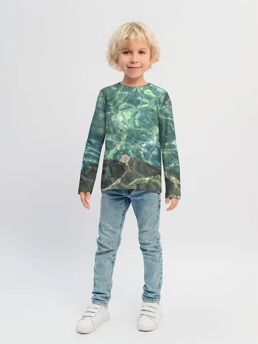 Детский лонгслив / Морская вода с камнями