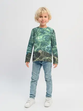 Детский лонгслив / Морская вода с камнями