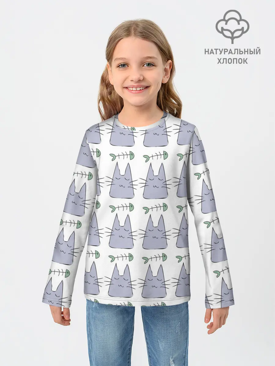 Детский лонгслив / Кот каваий