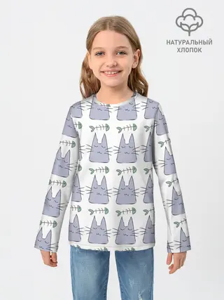 Детский лонгслив / Кот каваий