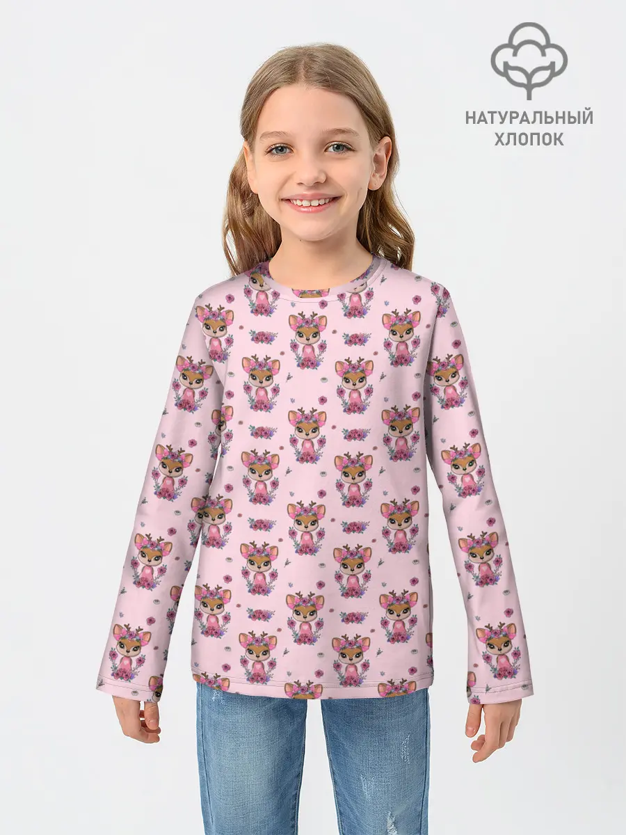 Детский лонгслив / Милая олениха