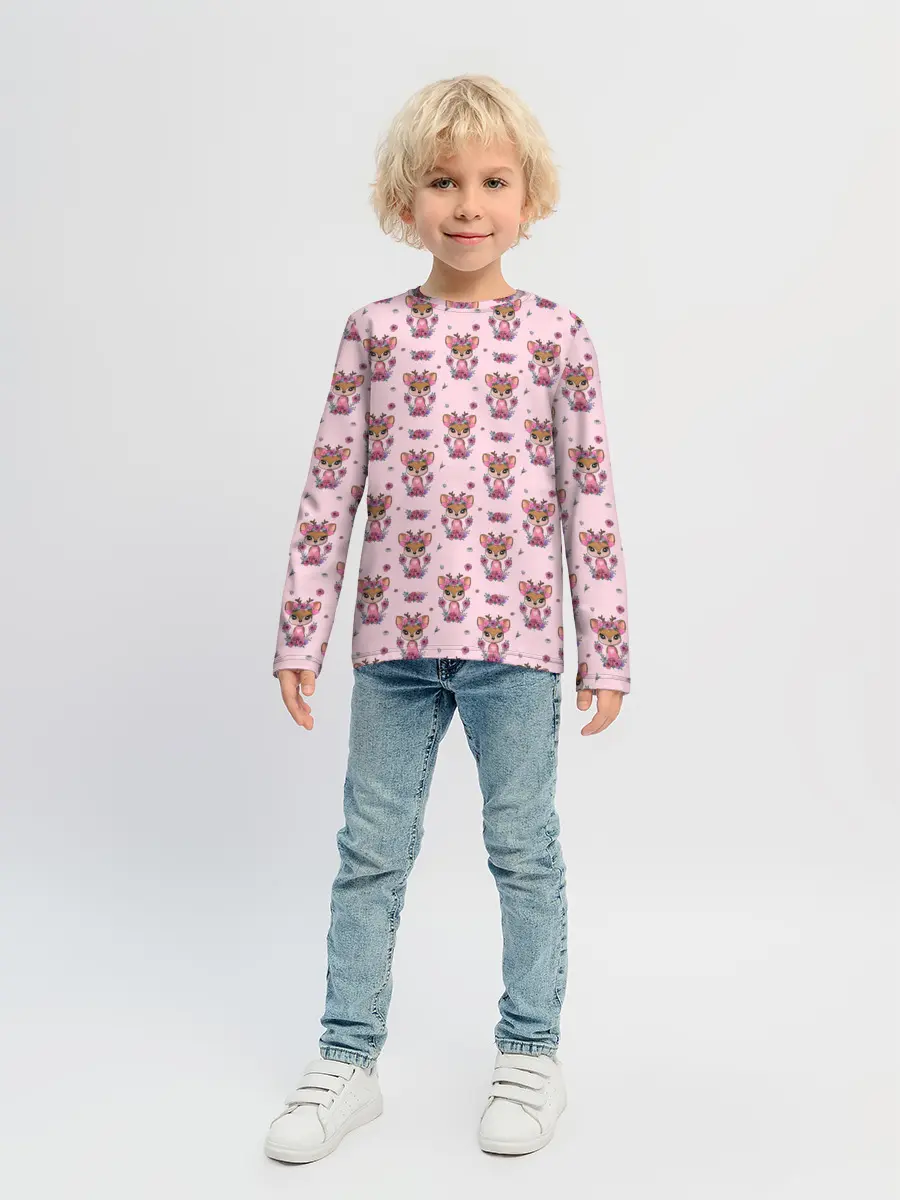 Детский лонгслив / Милая олениха