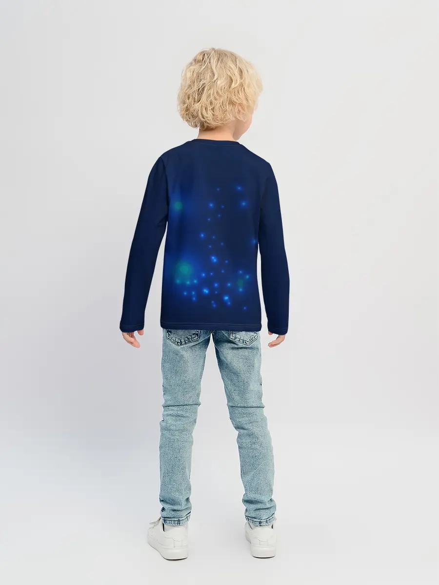 Детский лонгслив / Медуза на синем
