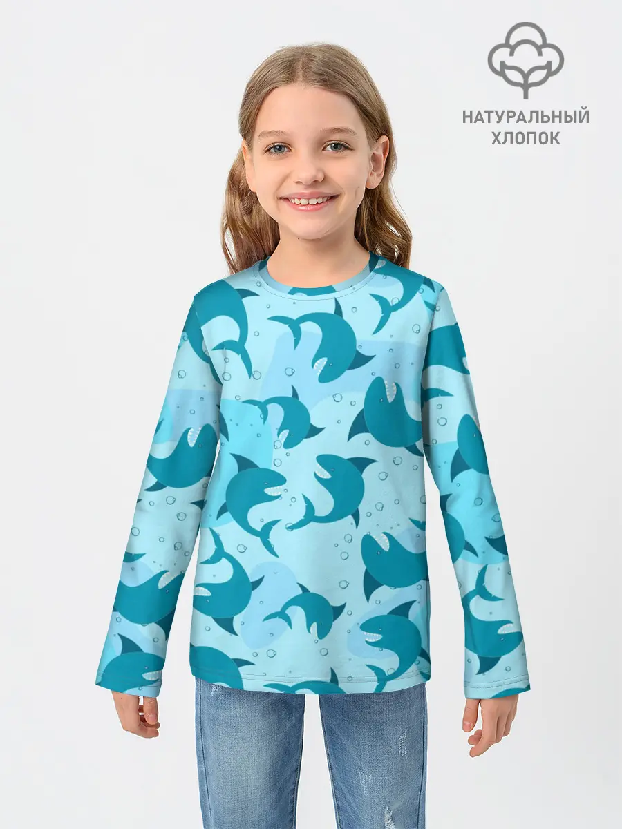 Детский лонгслив / Акулы