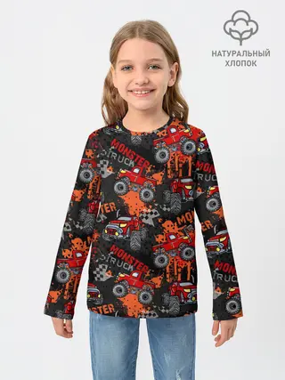Детский лонгслив / MONSTER TRUCK RED