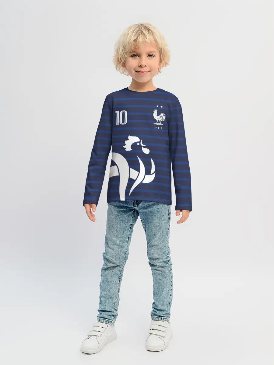 Детский лонгслив / Мбаппе в стиле формы Франции