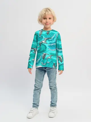 Детский лонгслив / Чайки в море