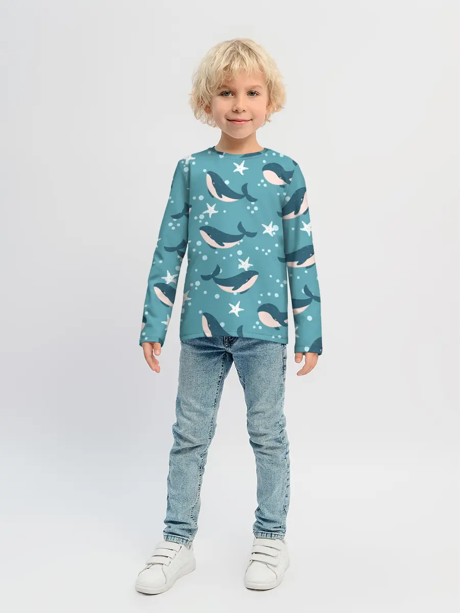 Детский лонгслив / Киты