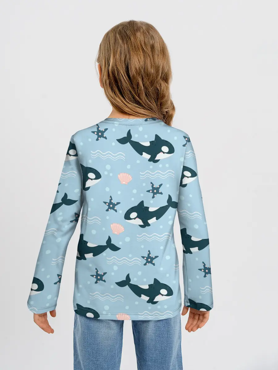 Детский лонгслив / Косатки киты
