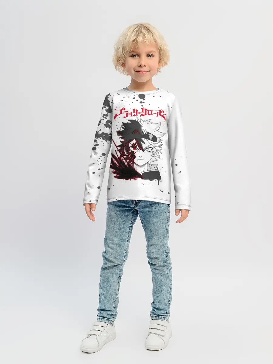 Детский лонгслив / Черный Аста | Чёрный клевер