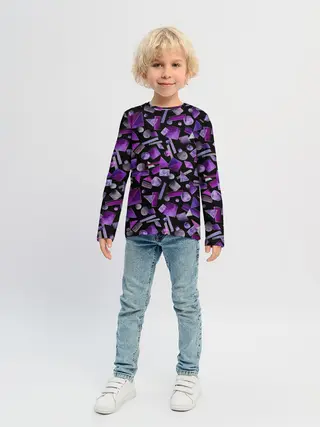Детский лонгслив / Геометрический фиолетовый