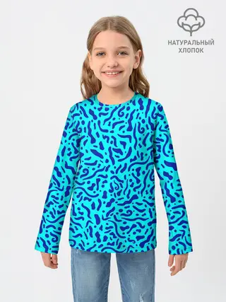 Детский лонгслив / Неоновые синие узоры