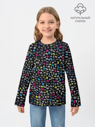 Детский лонгслив / Символы на черном