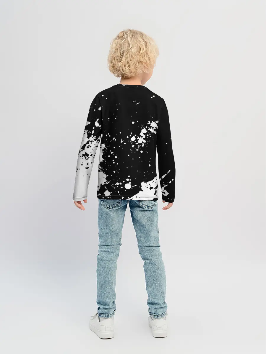 Детский лонгслив / Fly High Haikyu!! черно - белый