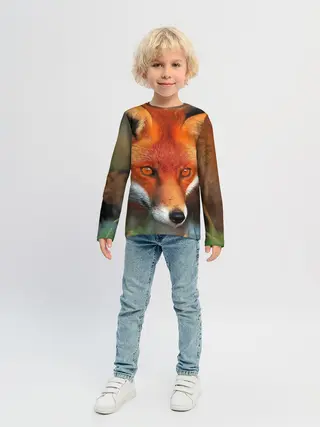 Детский лонгслив / Лисица охотница