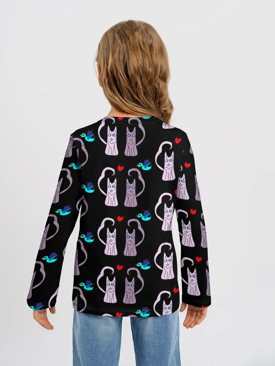 Детский лонгслив / Фиолетовые котики
