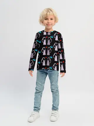 Детский лонгслив / Фиолетовые котики