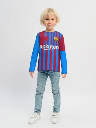 Детский лонгслив / Домашняя форма ФК «Барселона»