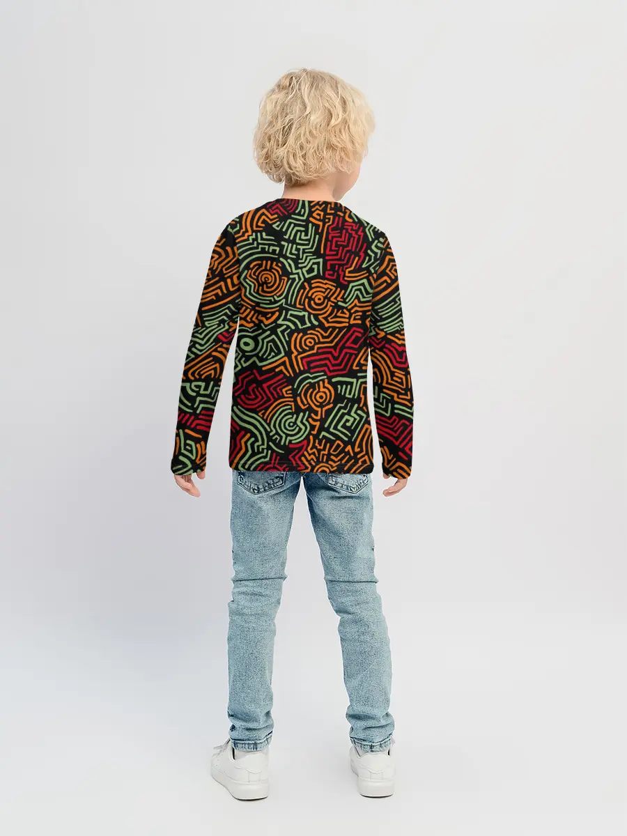 Детский лонгслив / абстрактный узор линии