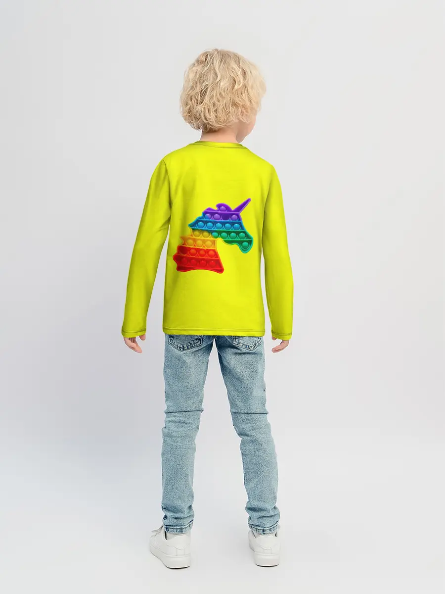 Детский лонгслив / Pop It единорог радужный